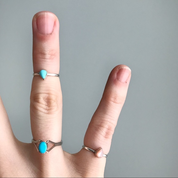 VINTAGE Native Turquoise Sterling Stacking Ring - Picture 5 of 6
